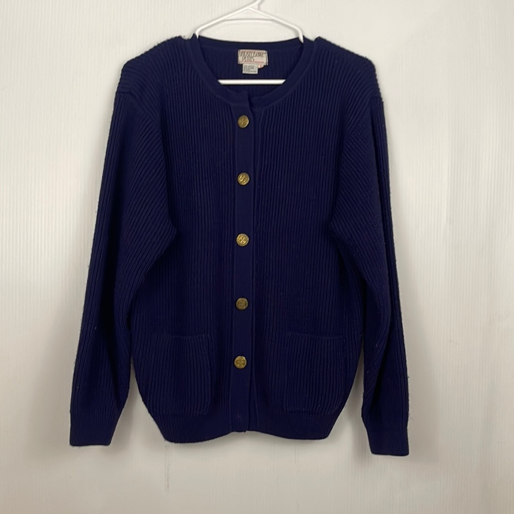 Vintage Blue Gold Button Cardigan
